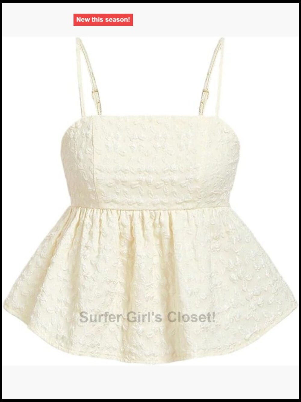 Y2K Babydoll Peplum Cami Crop Tank Top Sleeveless Square Neck Polyester